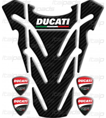 Protège-réservoir pour  DUCATI monster carbone "top wings" carbon TANK PAD sticker + 4