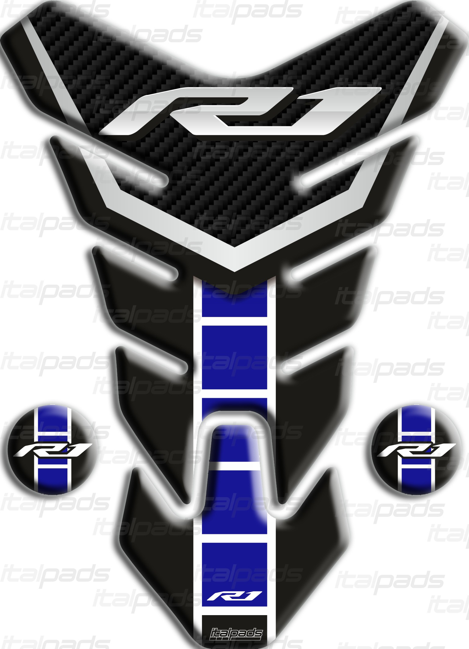 Autocollant Réservoir Yamaha R1 2007-2014 Effet 3D Résine Adhésif 3D Protection Du Réservoir Compatible Avec YAMAHA R1 - Carbone Look Embellissement Moto Style Personnalisé