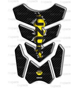 Protection Protège Réservoir mod. "3Wings Rip" pour Suzuki  effet carbone/Jaune