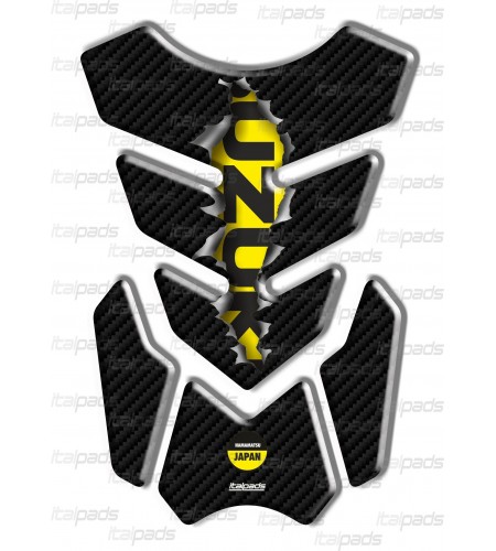 Protection Protège Réservoir mod. "3Wings Rip" pour Suzuki  effet carbone/Jaune