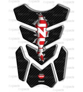 Protection Protège Réservoir mod. "3Wings Rip" pour Suzuki  effet carbone/rouge