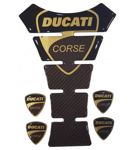 Protège-réservoir "Ducati Corse" Texas or/carbone +4