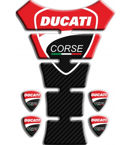 Protège-réservoir "Ducati Corse" TANK PAD sticker Texas rouge/carbone+4